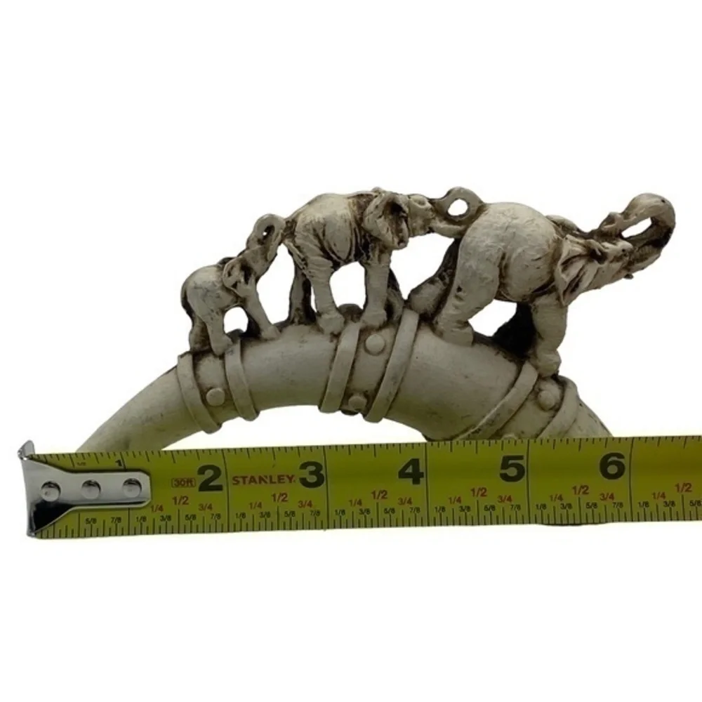 Elephants Family in a Line Ceramic Figurine